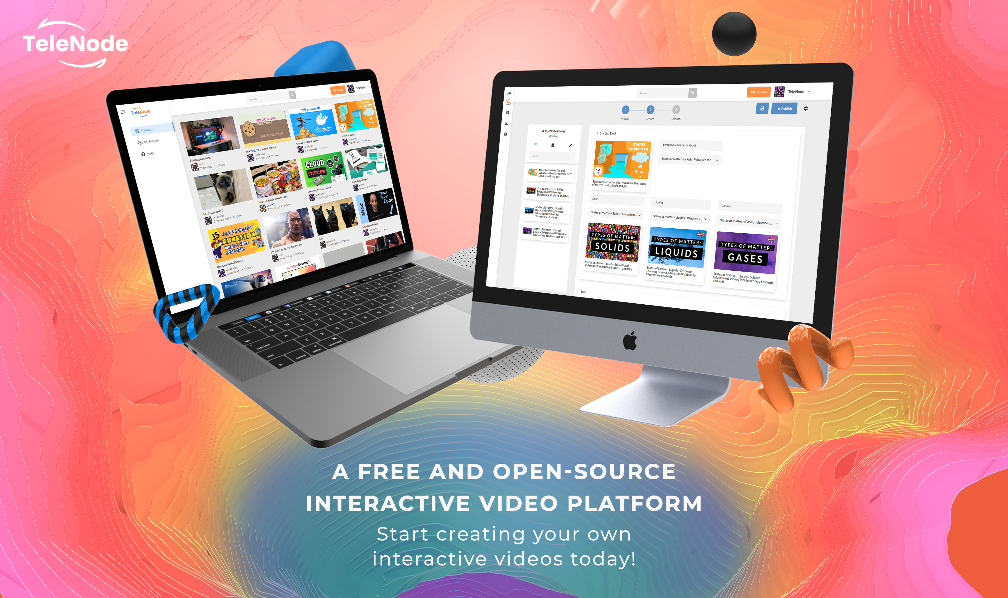 TeleNode platform dashboard showing video learning interface